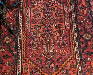 Vintage hand-woven Persian Viss rug, 100% wool face, measures 4' x 6'3".