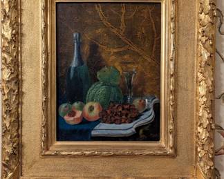 The other of the pair of antique fruit still life pieces. 
