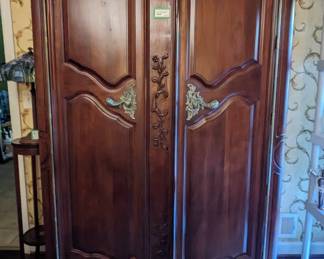 Repro French armoire, "Antique Adaptations" by Davis Millworks, Nashville, TN, measures 7' 1" T x 22" D x 46" D.