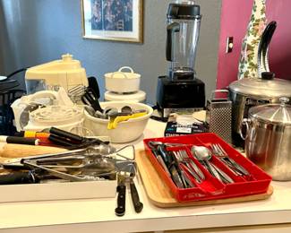 Flatware, utensils, cooking pots, etc.