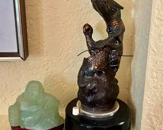 Vintage dragon lighter and jade buddha