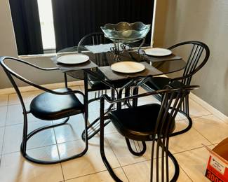 Modern Black & Glass Table w/4 Chairs