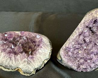 Pair Amethyst Cluster Crystal Gemstone