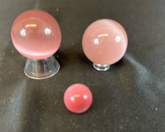 3 Rose Quartz Spheres