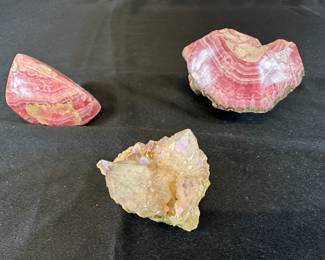 2 Rhodochrosite Plam Stones Fluorite Quartz