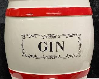 Red and white Ceramic Gin Decanter