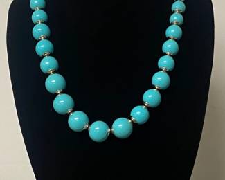 Turquoise Necklace Earrings and Clear stone Necklace with Earrings