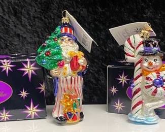 Christopher Radko Peppermint Chilin and Yankee Doodle Dandee Ornaments