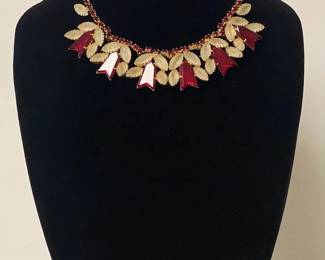 Vintage Statement Ruby And Gold Necklace And Earrings