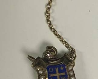 Vtg 10K Gold Masonic DeMolay badge guard Sheild Sword Pin enamel