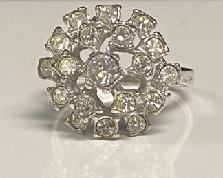 Sterling Ring With Diamond Like Stones