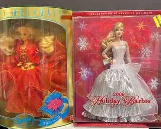 2008 Holiday Barbie and Happy Holidays Barbie