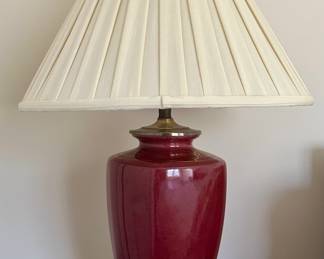 (2) Maroon Table Lamps with Gold Accent