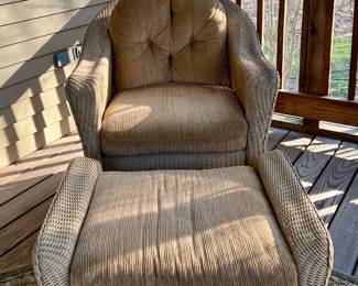 Lloyd Flanders Wicker Armchair & Ottoman