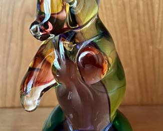 Signed Art Glass Bear
