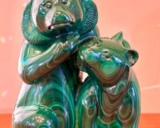 Carved Malachite Bears