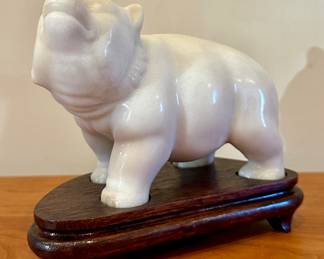 Marble Polar Bear on Stand