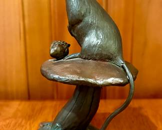 "Mouse on Toad Stool" Bronze by David Turner