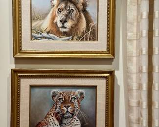 Boehm Porcelain Hand Painted Lion & Cheetah