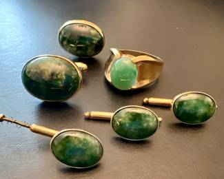 14K & Green Stone Cufflinks