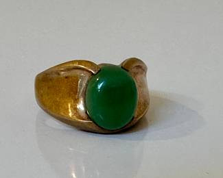 10K Ring with Green Stone