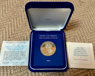 1980 Twenty-Five Hundred Piso Gold Coin of the Philippines
