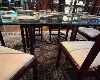 Glass Top Dining Table with Chippendale Base