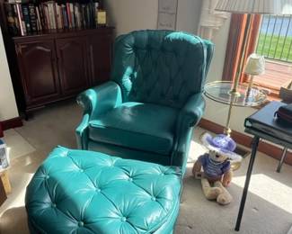 Green leather chair from Pletcher Furniture