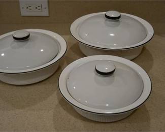 44. Three 3 Stoneware Casserole Dishes With Lids