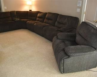 12. Upholstered Sectional Sofa and Recliner