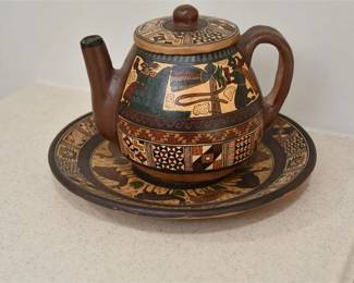 37. South American Teapot And Underplate