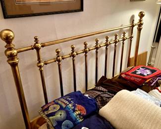 Wooden faux brass bed