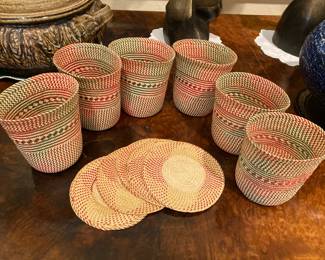 1960s Native South American woven cup holders