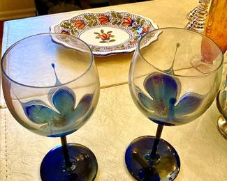 Randy Strong "pulled feather" wine glasses