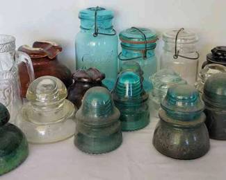 Vintage Glass Insulators And Ball Jars