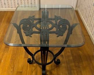 Beautiful Iron Side Table W Removable Glass Top