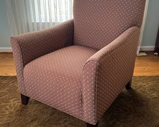 Transitional club chair. One of two available. Truly looks better in person. ;-)