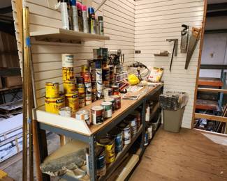 workbench paints stains tools