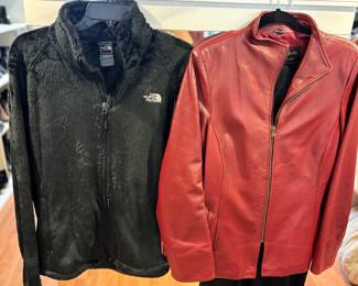 North face jacket, leather jacket