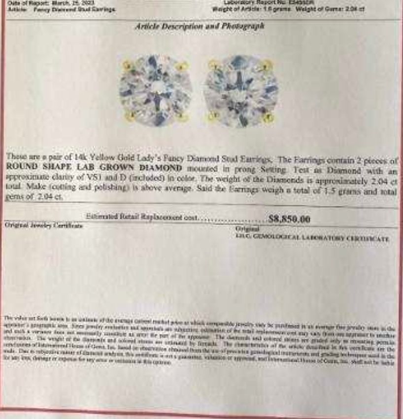 Free drawing for these diamond earrings.  No purchase necessary. All online registered bidders are automatically in the drawing.