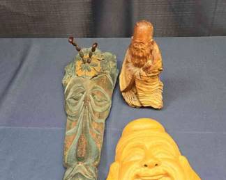 JAPANESE HAND CARVED WOODEN GOD FIGURE OTHER.PIECES