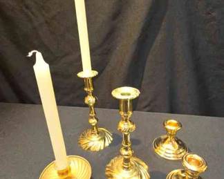 LOT BRASS SILVER PLATED CANDLESTICK HOLDERS