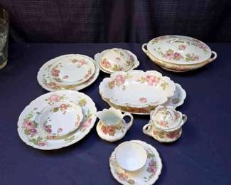 FLORAL CHINA SERVICE AND SERVING PIECES