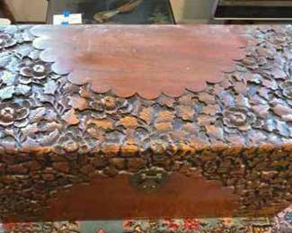 ANTIQUE ASIAN CARVED TRUNK