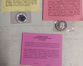 1972 Eisenhower Dollar, Gem Proof Kennedy Half Dollar and Colorized Kennedy Half Dollar