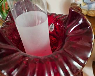 Ruby Red Fenton Gone With The Wind Lamp