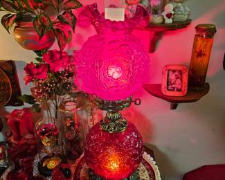 Ruby Red Fenton Gone With The Wind Lamp