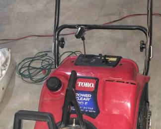Lot 126-G: Toro Power Clear Snowblower

Features: 
•	Toro Power Clear 210E
•	21” clearing path
•	141cc 2-cycle engine (50:1 fuel/oil mixture)
•	Has electric start feature
•	Single-stage


Dimensions: 72 lbs.


Condition: Very Good Cosmetic Condition. Appears to have been barely used. We haven’t yet tested the blower, but we hope to attempt to start it at a later date.
