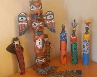 Kachina Figures And Patrick Seale Carved Totem Pole