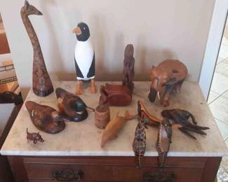 Wood Duck Decoys John Barto, Giraffes, Elephant. Puzzle Box